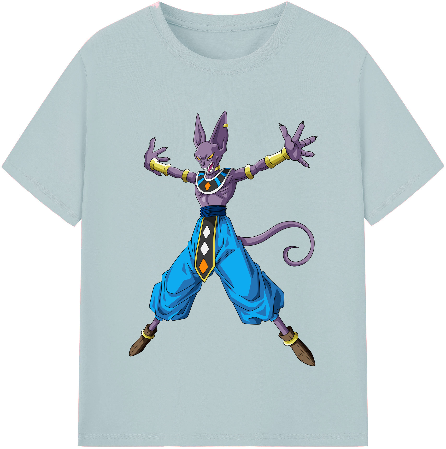 （画像用） ドラゴンボール ビルス 破壊神ビルス DRAGON BALL Beerus Birusu 綿100％半袖Tシャツ（フロントプリント）